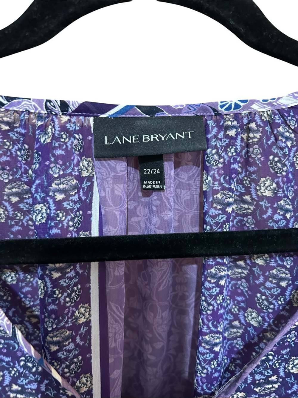 Lane Bryant Purple Patchwork Sheer Boho Tunic Peasant Blouse Top Plus Size 22/24 - Picture 2 of 3